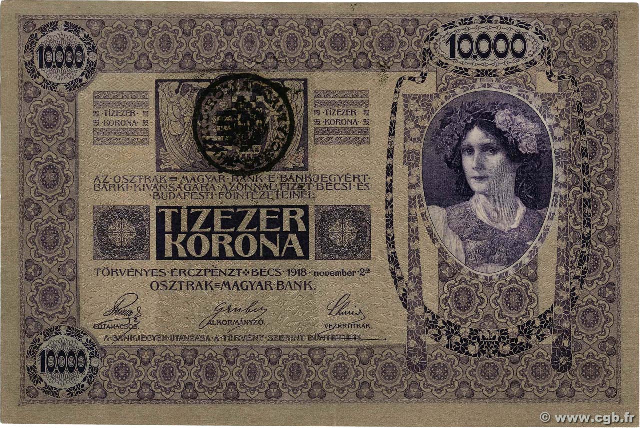 10000 Kronen RUMÄNIEN  1919 P.R22 fVZ