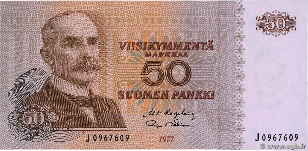 50 Markkaa FINLANDIA  1977 P.108a q.FDC