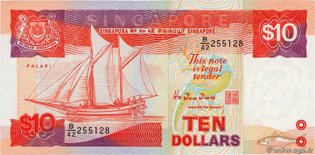 10 Dollars SINGAPORE  1988 P.20 SPL+