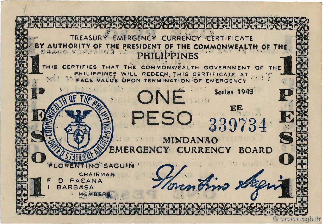 1 Peso PHILIPPINEN  1943 PS.505 VZ