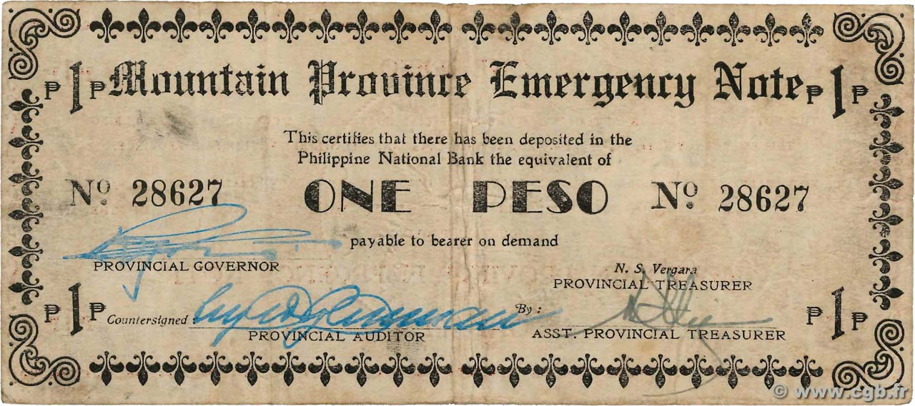 1 Peso PHILIPPINES  1942 PS.595b F