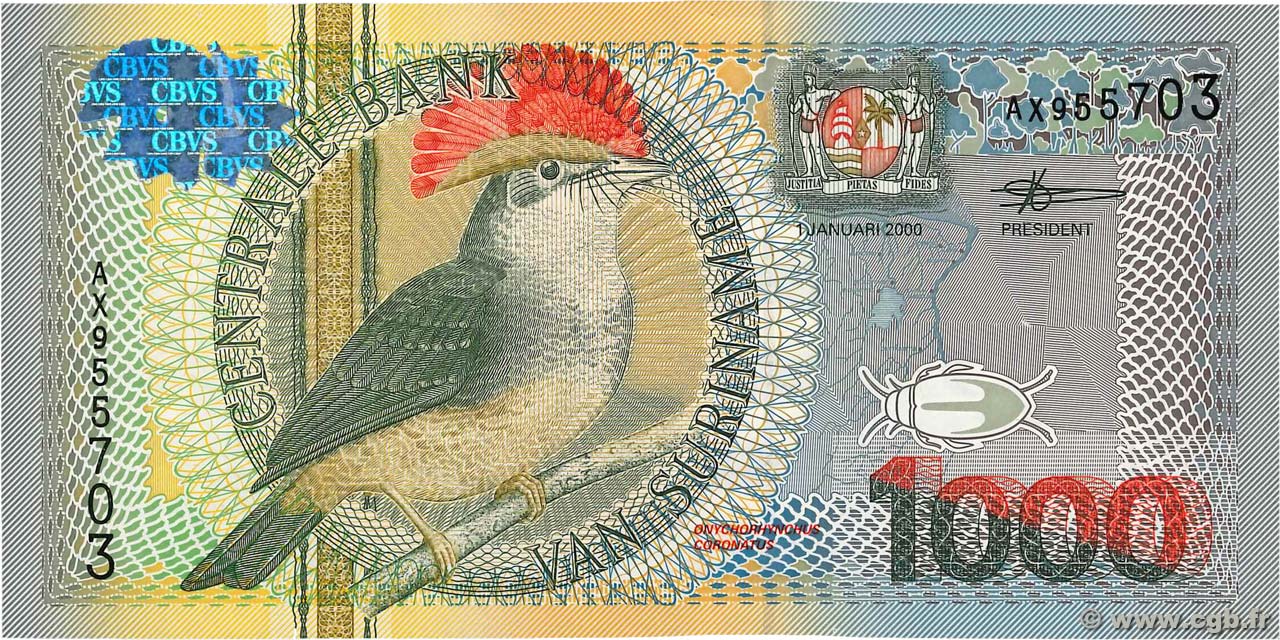 1000 Gulden SURINAM  2000 P.151 fST+