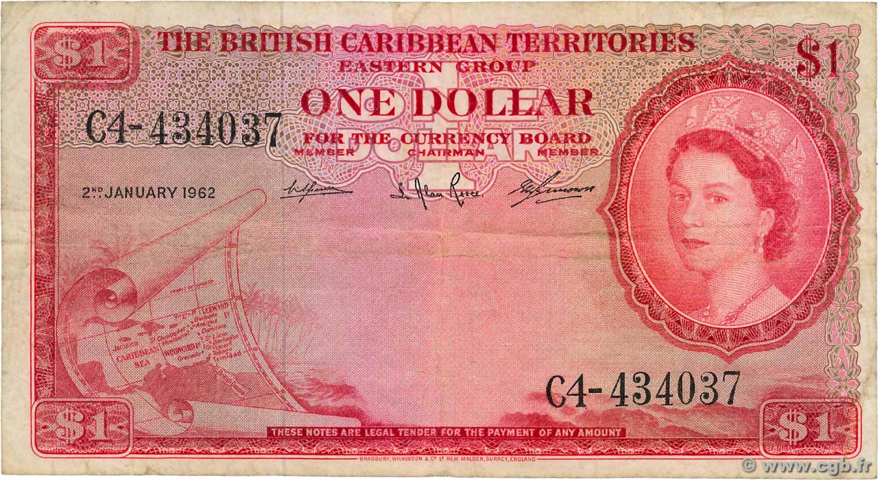 1 Dollar EAST CARIBBEAN STATES  1962 P.07c MB