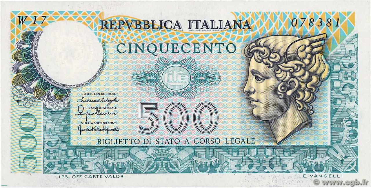 500 Lire ITALY  1976 P.095 UNC-