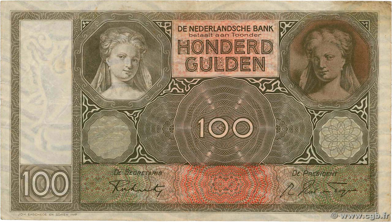 100 Gulden PAYS-BAS  1941 P.051b TB