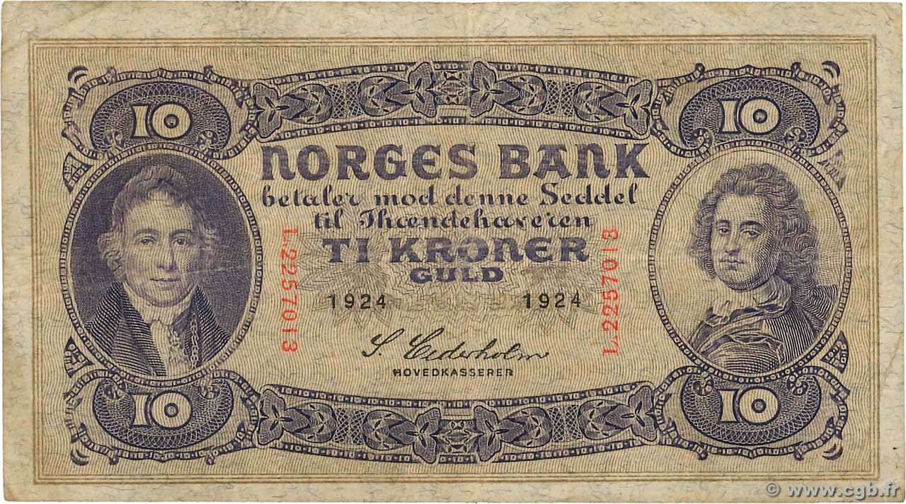 10 Kroner NORWAY  1924 P.08b F