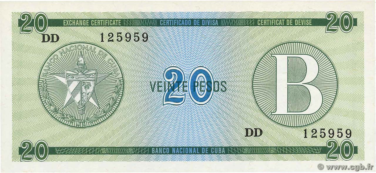 20 Pesos CUBA  1985 P.FX09 NEUF