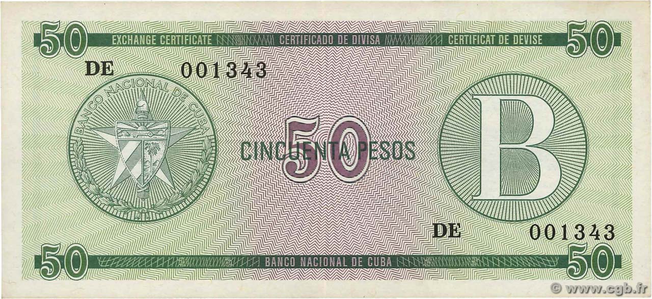 50 Pesos CUBA  1985 P.FX10 EBC+