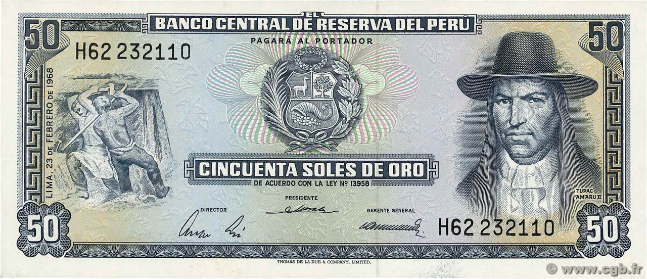 50 Soles de Oro PERú  1968 P.094a FDC