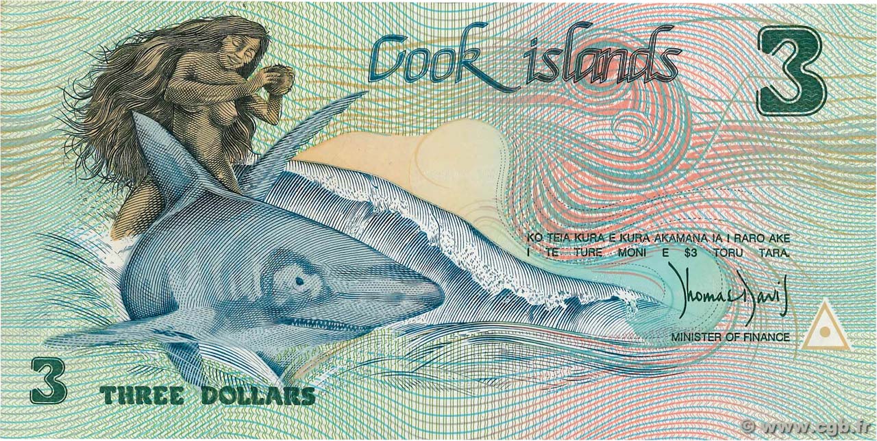 3 Dollars ÎLES COOK   1987 P.03a SPL