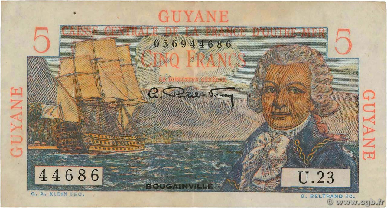 5 Francs Bougainville GUYANE  1946 P.19a TTB