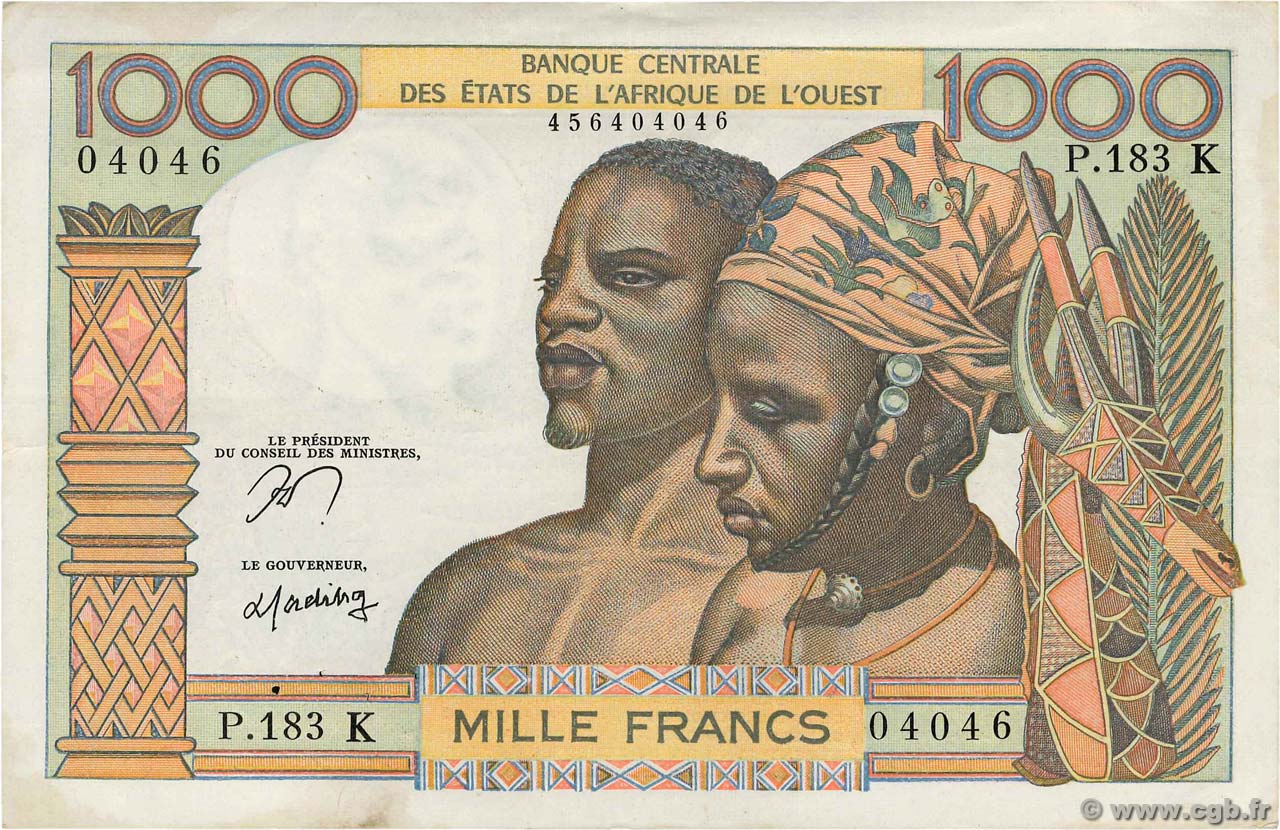 1000 Francs ÉTATS DE L AFRIQUE DE L OUEST  1978 P.703Kn TTB
