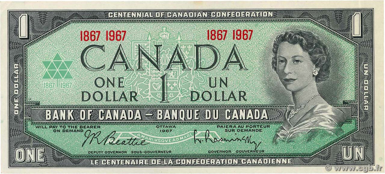 1 Dollar Commémoratif CANADA  1967 P.084a SUP