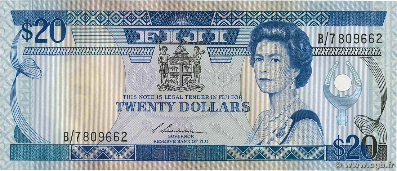 20 Dollars FIJI  1988 P.088a AU