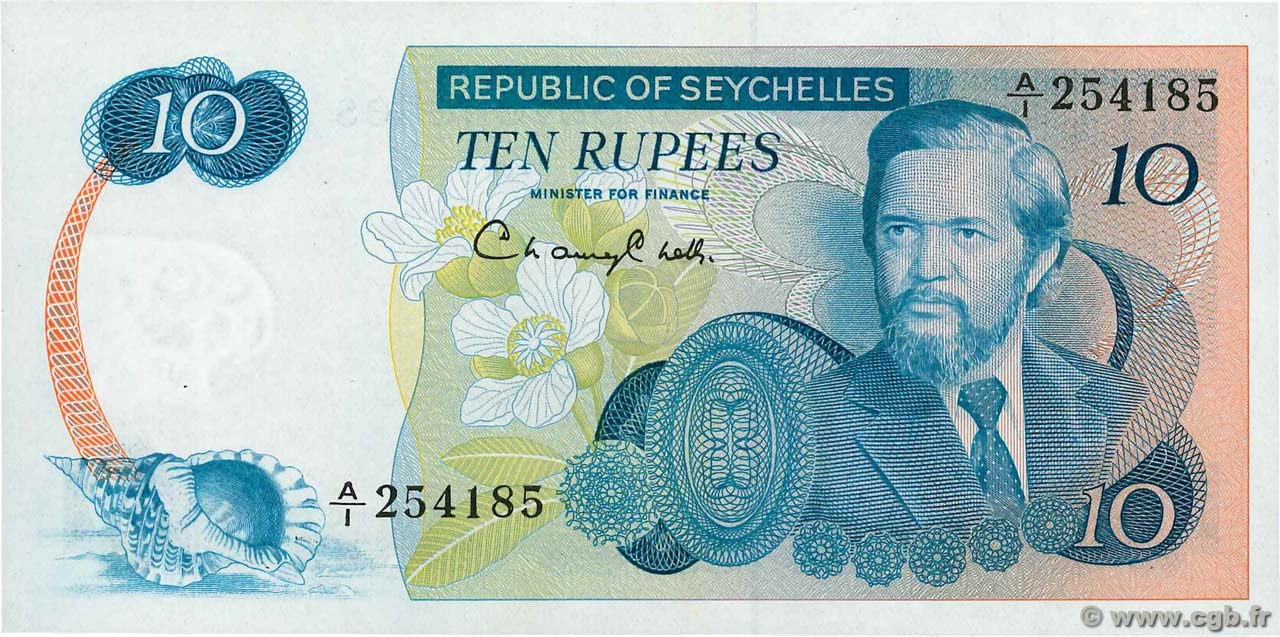 10 Rupees SEYCHELLEN  1976 P.19a VZ