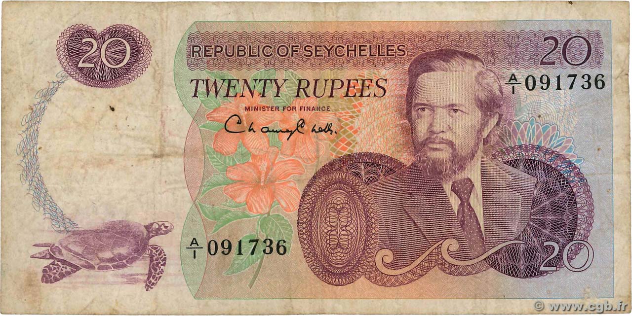 20 Rupees SEYCHELLES  1977 P.20a TB