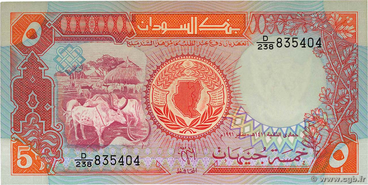 5 Pounds SOUDAN  1991 P.45 NEUF