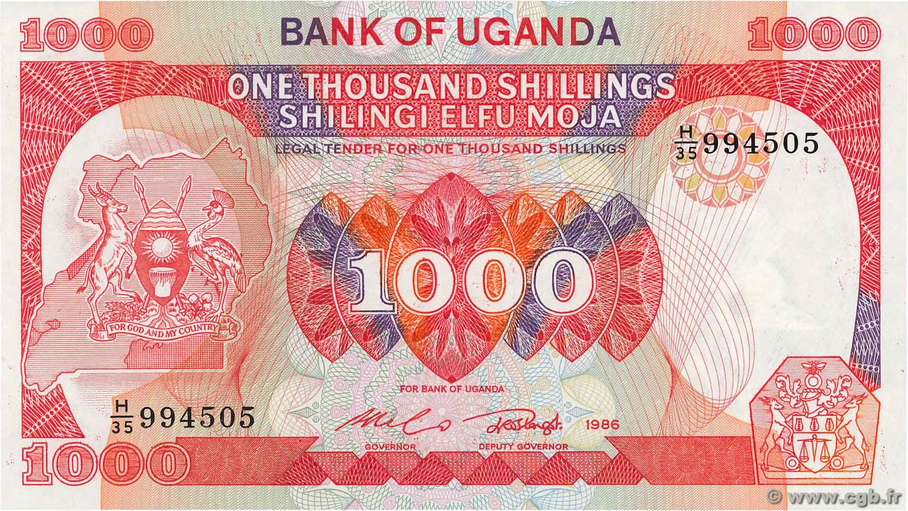 1000 Shillings OUGANDA  1986 P.26 NEUF
