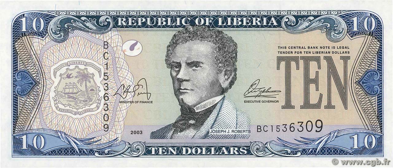 10 Dollars LIBERIA  2003 P.27a UNC