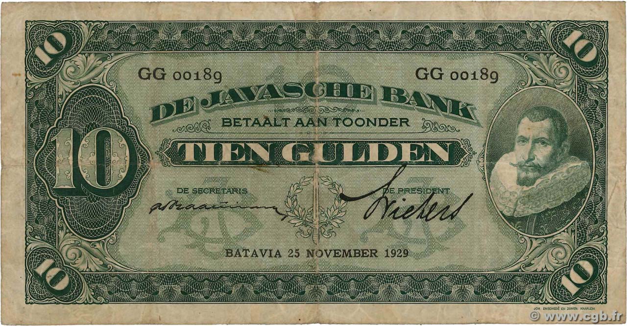 10 Gulden INDES NEERLANDAISES  1929 P.070d pr.TTB