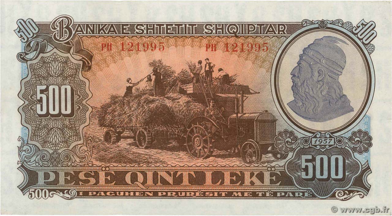 500 Lekë ALBANIE  1957 P.31a SPL