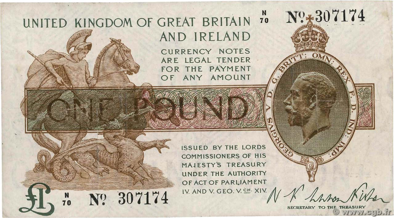 1 Pound ANGLETERRE  1919 P.357 TTB