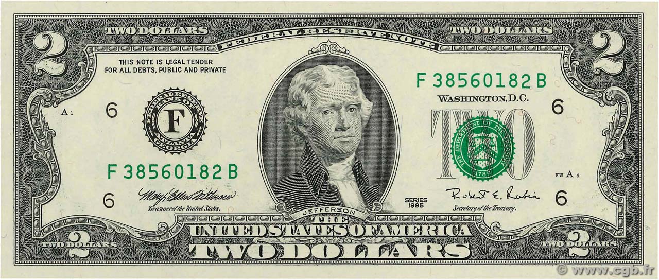 2 Dollars ÉTATS-UNIS D AMÉRIQUE Atlanta 1995 P.497 pr.NEUF
