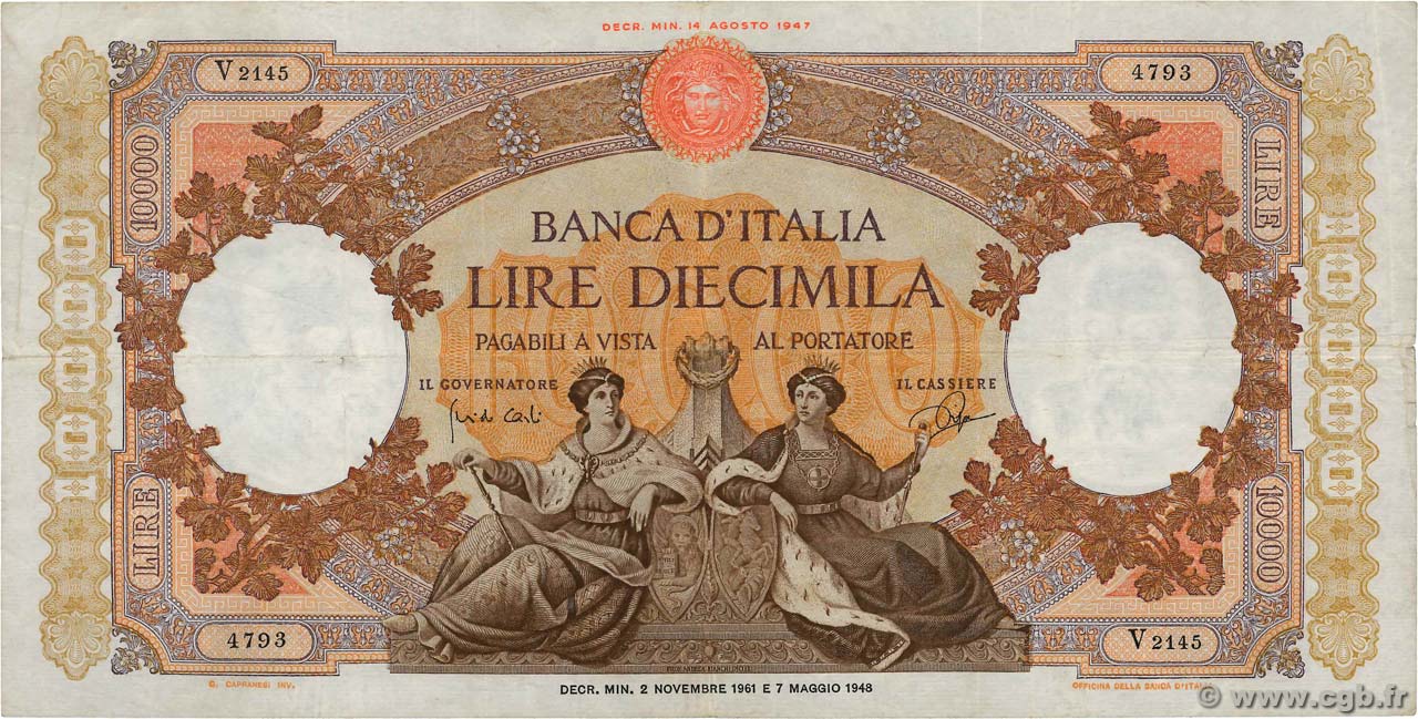 10000 Lire ITALIE  1961 P.089d TB+