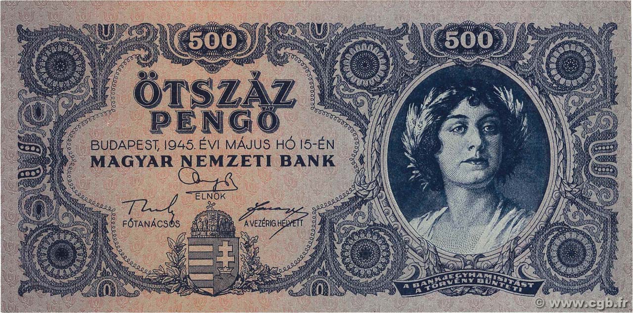 500 Pengö HUNGARY  1945 P.117a UNC