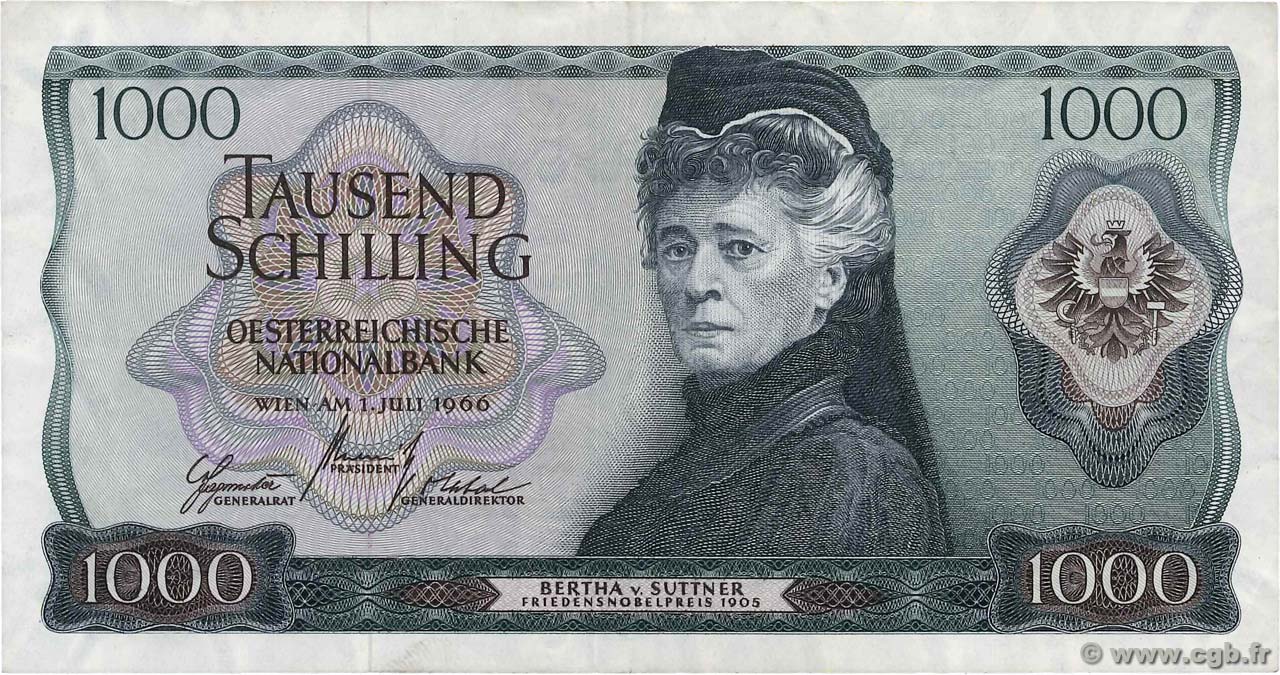1000 Shilling AUSTRIA  1966 P.147a VF