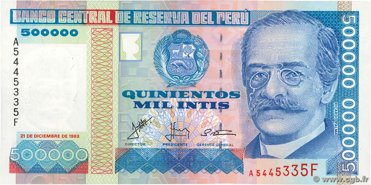 500000 Intis PERú  1988 P.146A SC+
