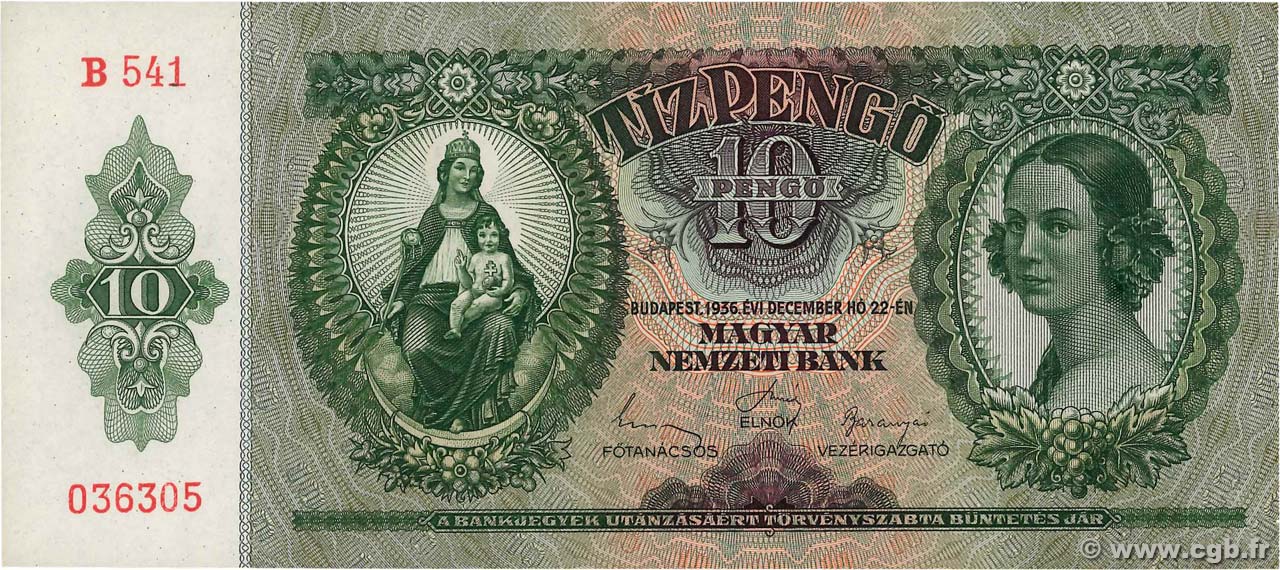 10 Pengö HONGRIE  1936 P.100 NEUF