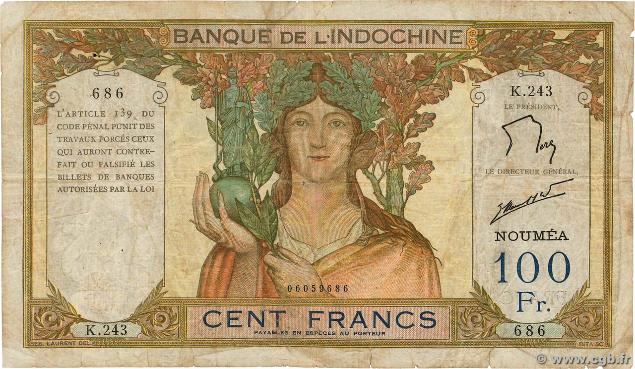 100 Francs NOUVELLE CALÉDONIE  1963 P.42e fS