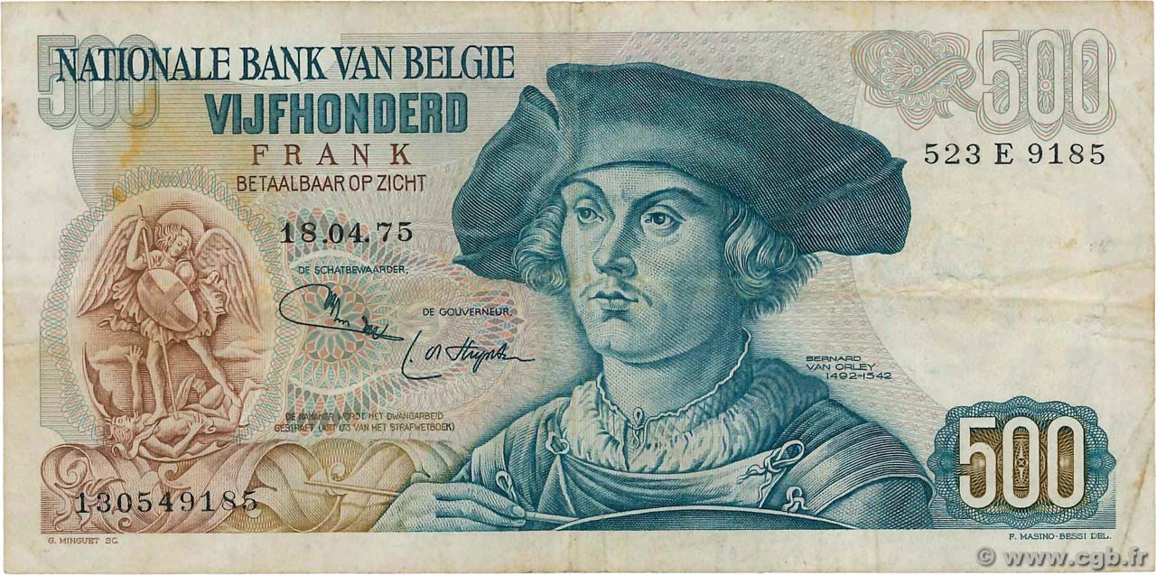 500 Francs BELGIUM  1975 P.135b F