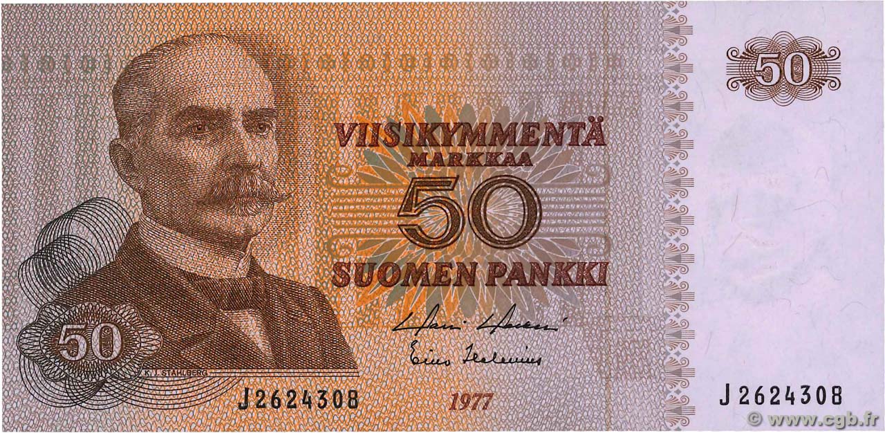 50 Markkaa FINLAND  1977 P.108a UNC-