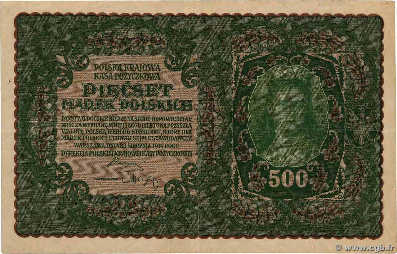 500 Marek POLEN  1919 P.028 SS
