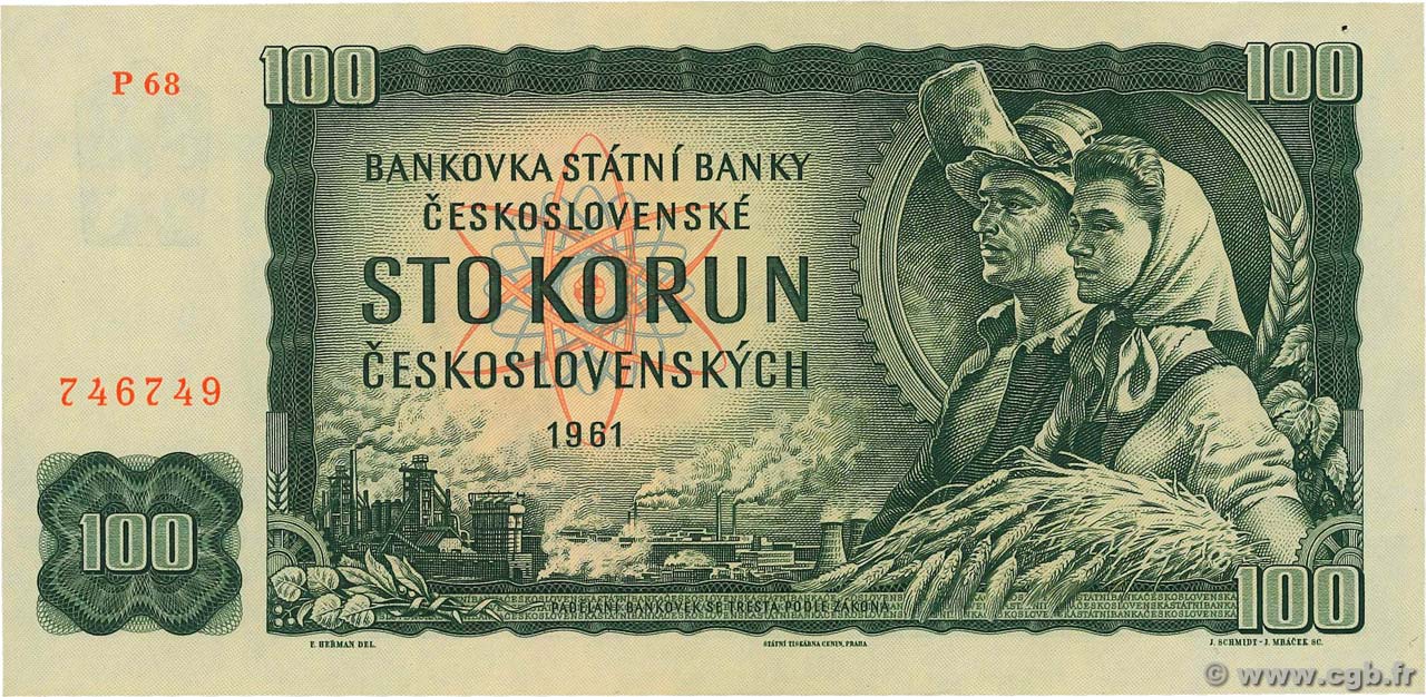 100 Korun CECOSLOVACCHIA  1961 P.091b AU