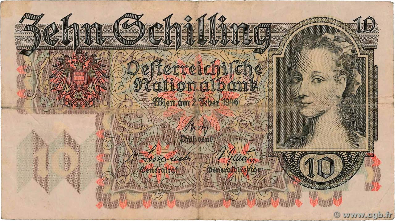 10 Schilling AUTRICHE  1946 P.122 TB