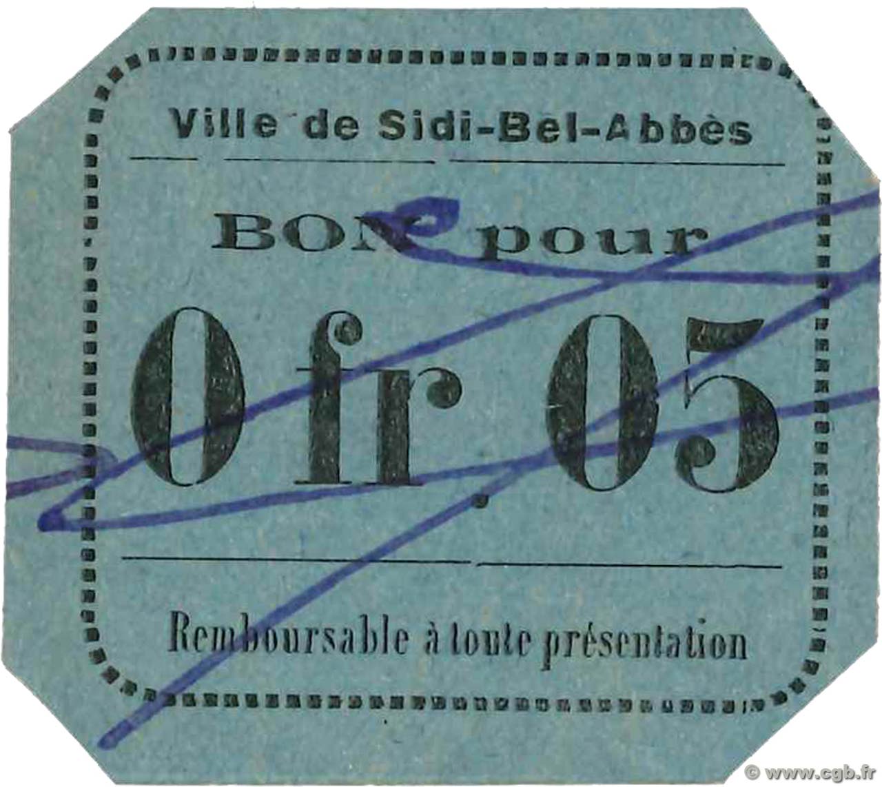 5 Centimes ALGÉRIE Sidi-Bel-Abbès 1916 JPCV.04 SPL