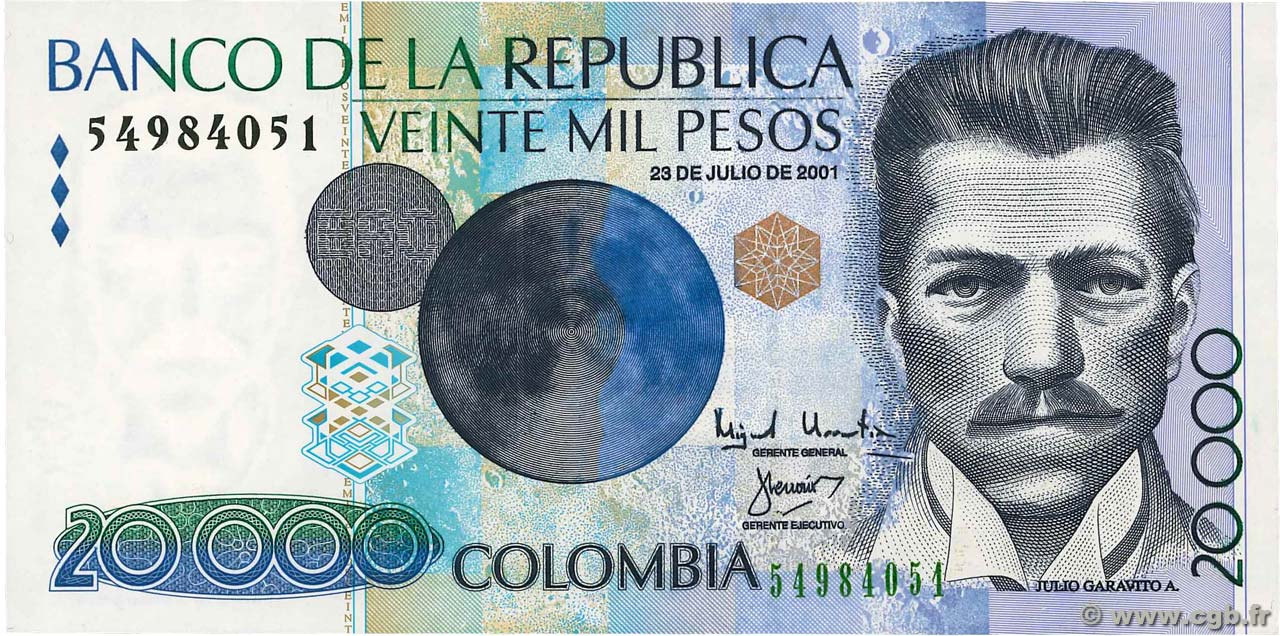20000 Pesos COLOMBIE  2001 P.454b NEUF