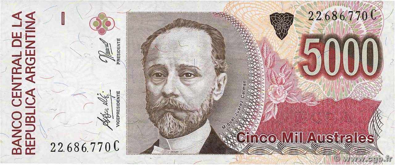 5000 Australes ARGENTINE  1989 P.330a SUP