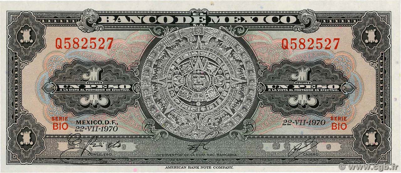 1 Peso MEXICO  1970 P.059l UNC