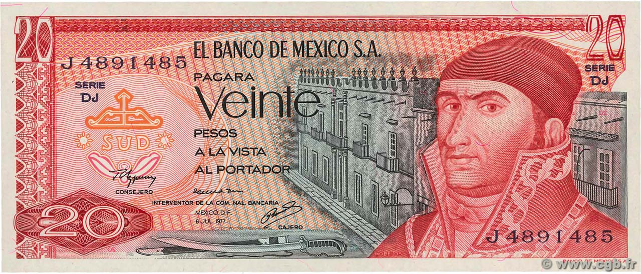 20 Pesos MEXIQUE  1977 P.064d NEUF
