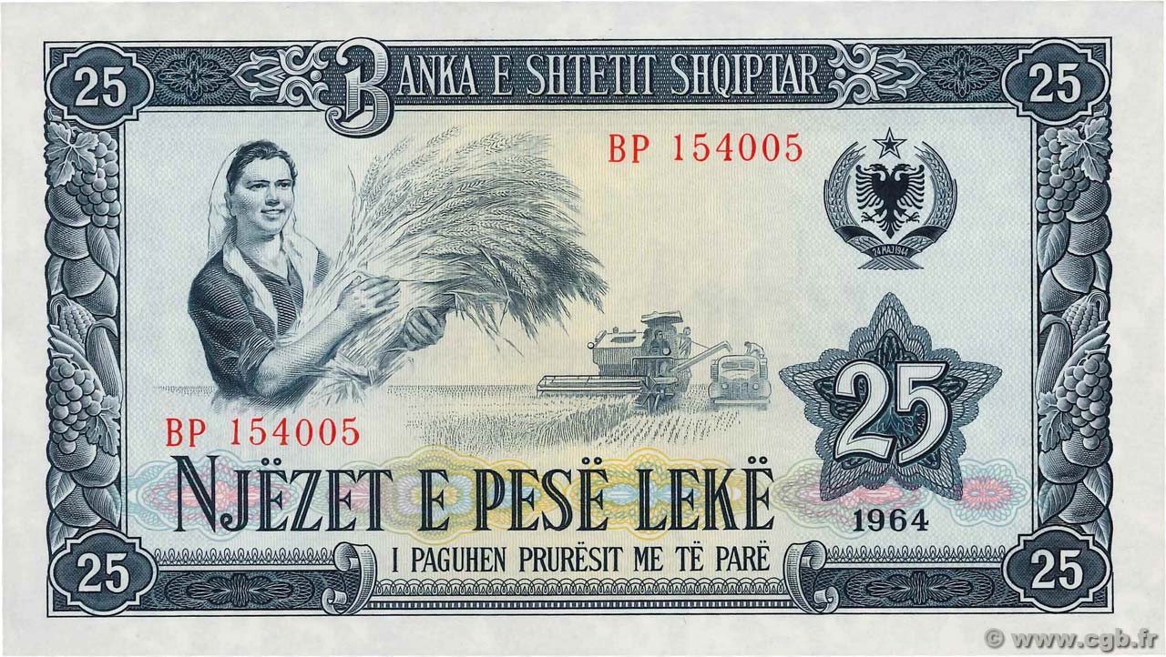 25 Lekë ALBANIE  1964 P.37a NEUF