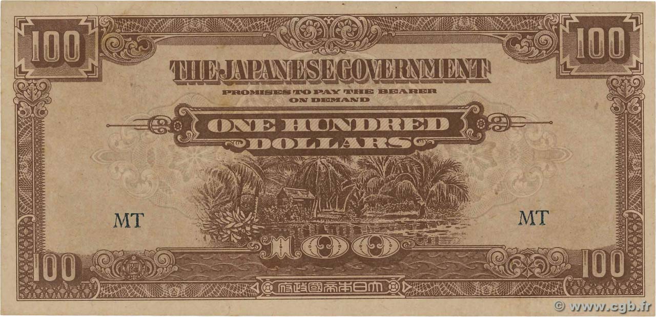 100 Dollars MALAYA  1944 P.M08b XF