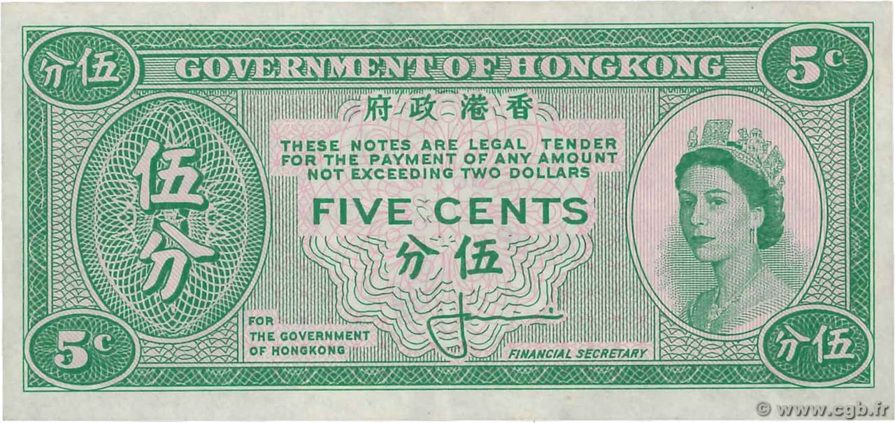 5 Cents HONG KONG  1961 P.326 AU-
