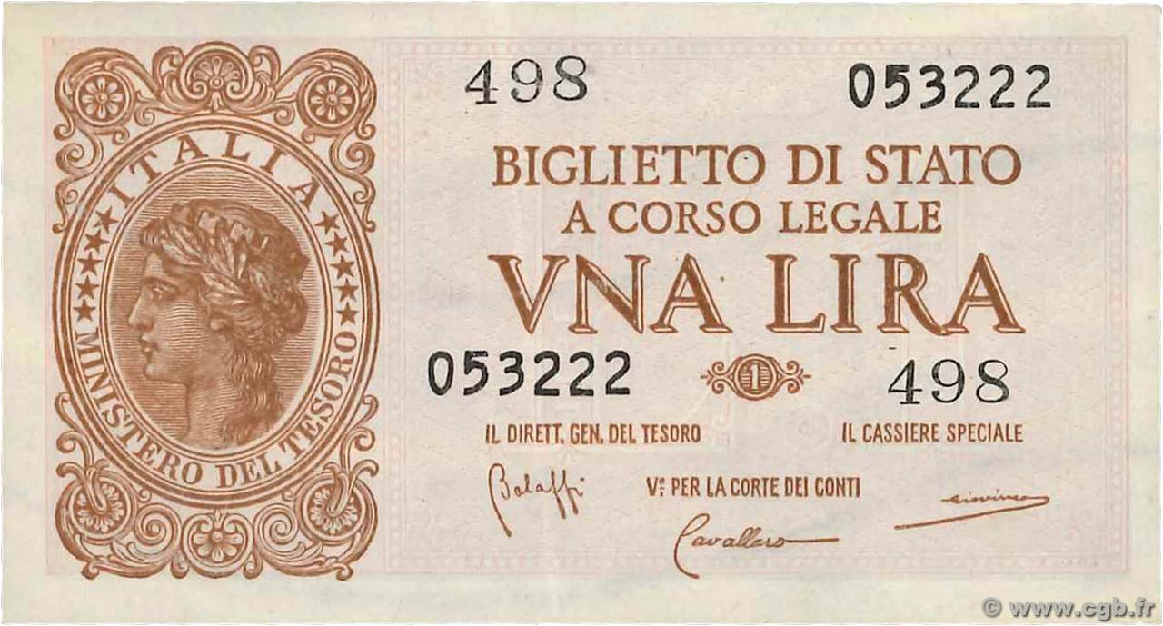 1 Lire ITALIE  1944 P.029b SPL