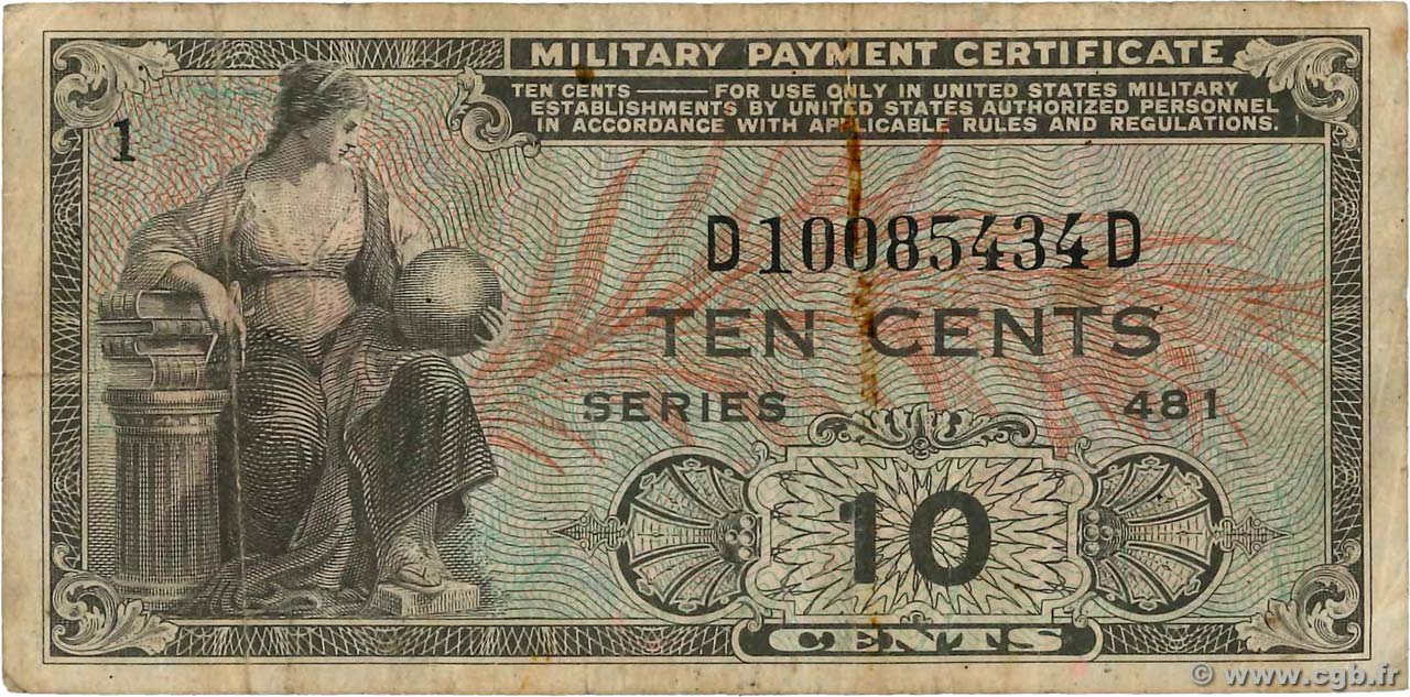 10 Cents UNITED STATES OF AMERICA  1951 P.M023 F