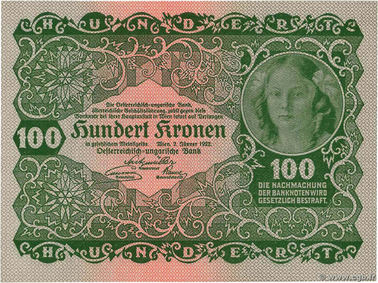 100 Kronen AUTRICHE  1922 P.077 SPL