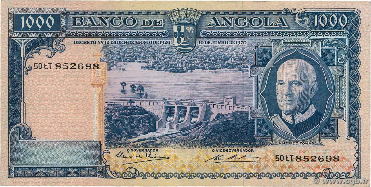 1000 Escudos ANGOLA  1970 P.098 TTB+